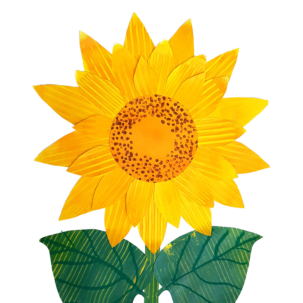 Sunfower artwork from flowers art lesson