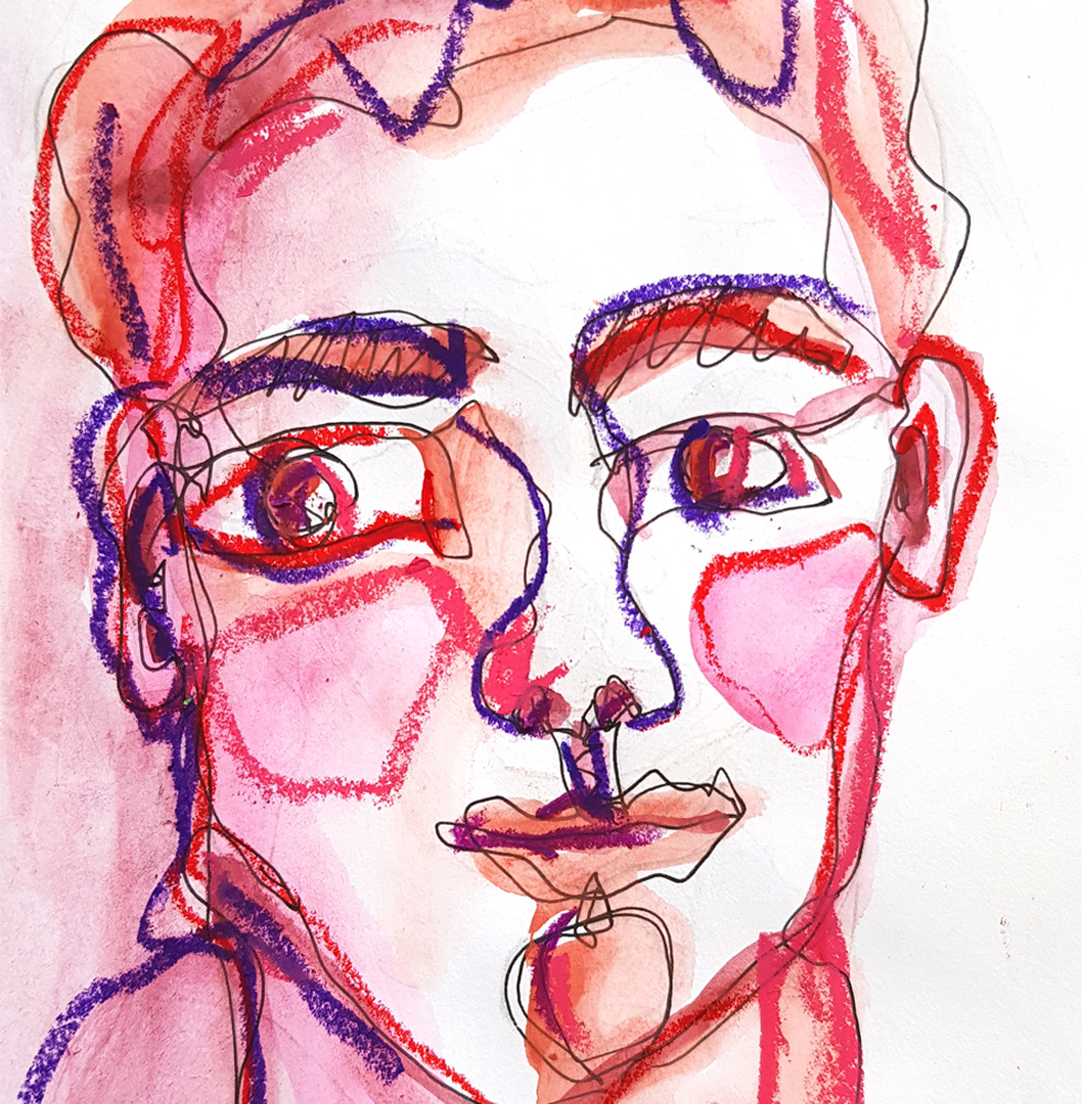 Continuous Line Portrait - Impressionist Artwork from Lesson Activity for Grade 5-6