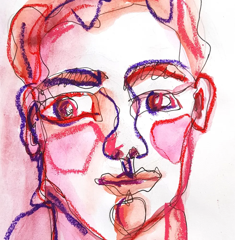 Continuous Line Portrait - Impressionist Artwork from Lesson Activity for Grade 5-6