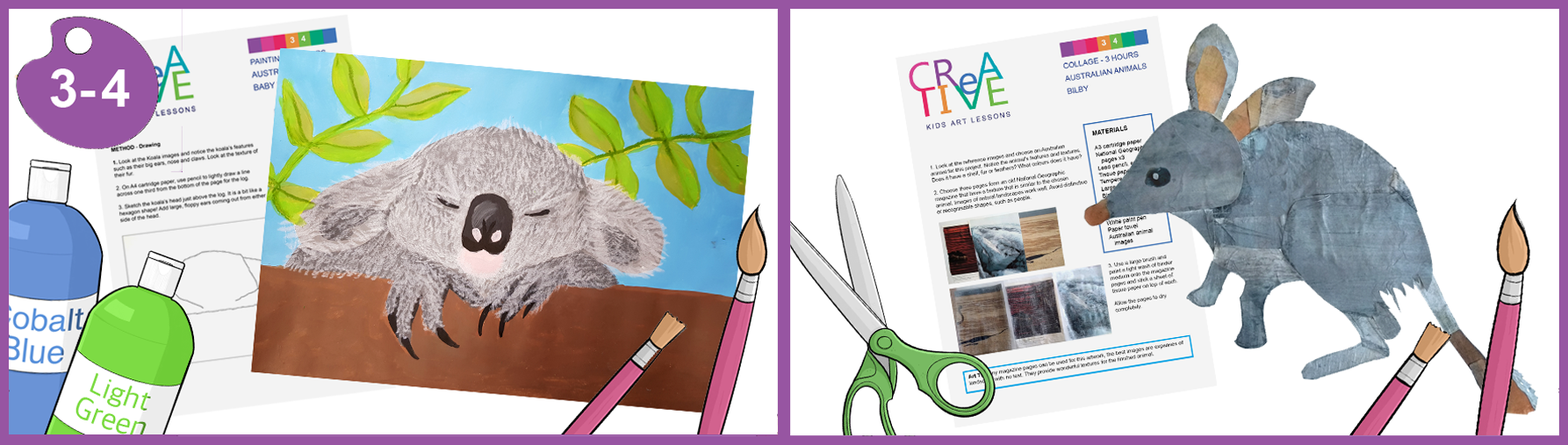 Grade 3 and Grade 4 Animals art lesson plan for 'Australian Animals' unit