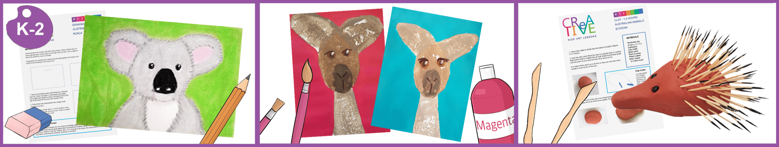 Kindergarten, Grade 1 and Grade 2 Animals art lesson plan for 'Australian Animals' unit