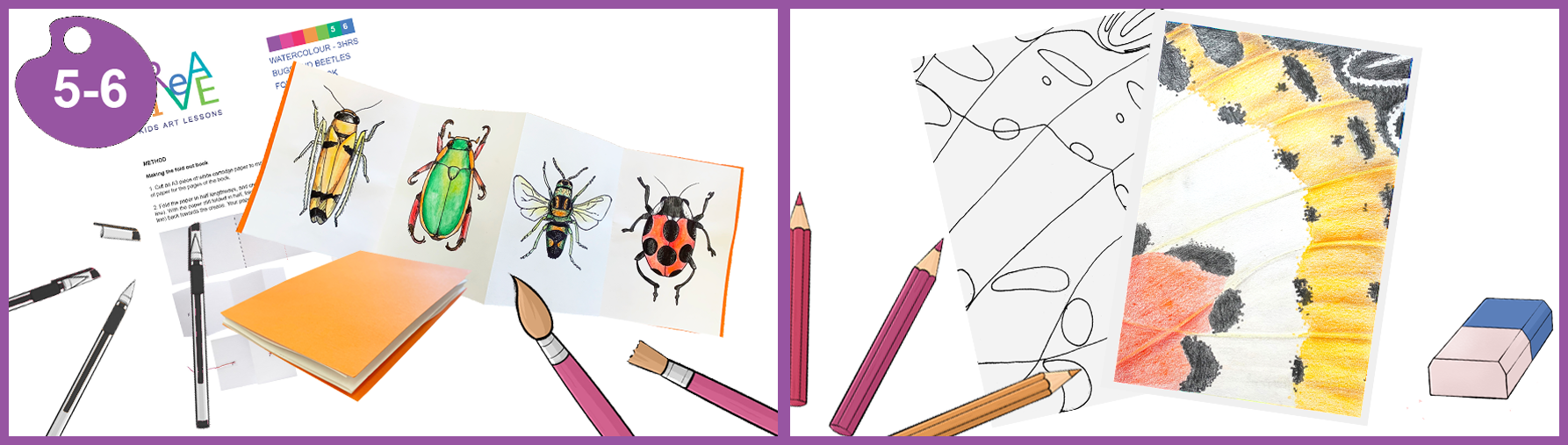 Grade 5 and Grade 6 arts and craft lessons from 'bugs and beetles' unit