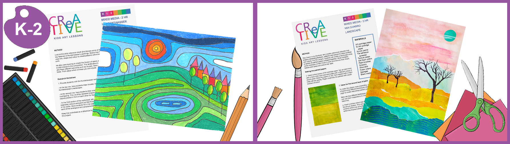 Kindergarten, Grade 1 and Grade 2 art lesson plan from 'Landscapes' unit
