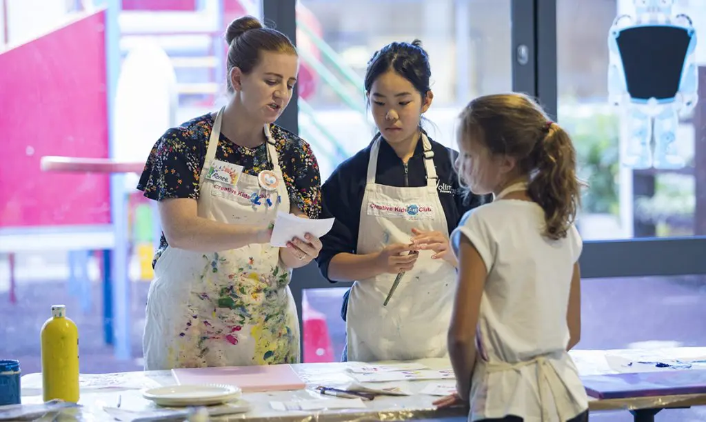 Art Teacher Guiding Art Students During the Class