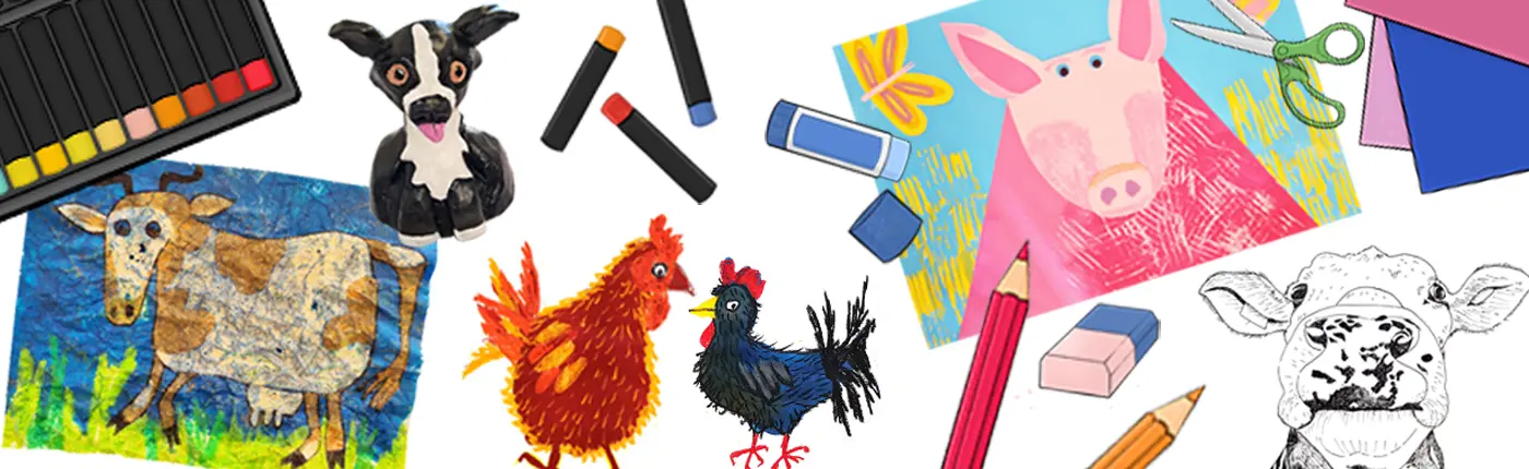 Farm Animal Art Lesson Plans Banner - Large