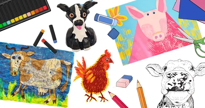 Farm Animal Art Lesson Plans Banner - Small