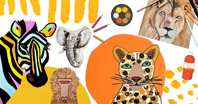 African animal artworks for K-6