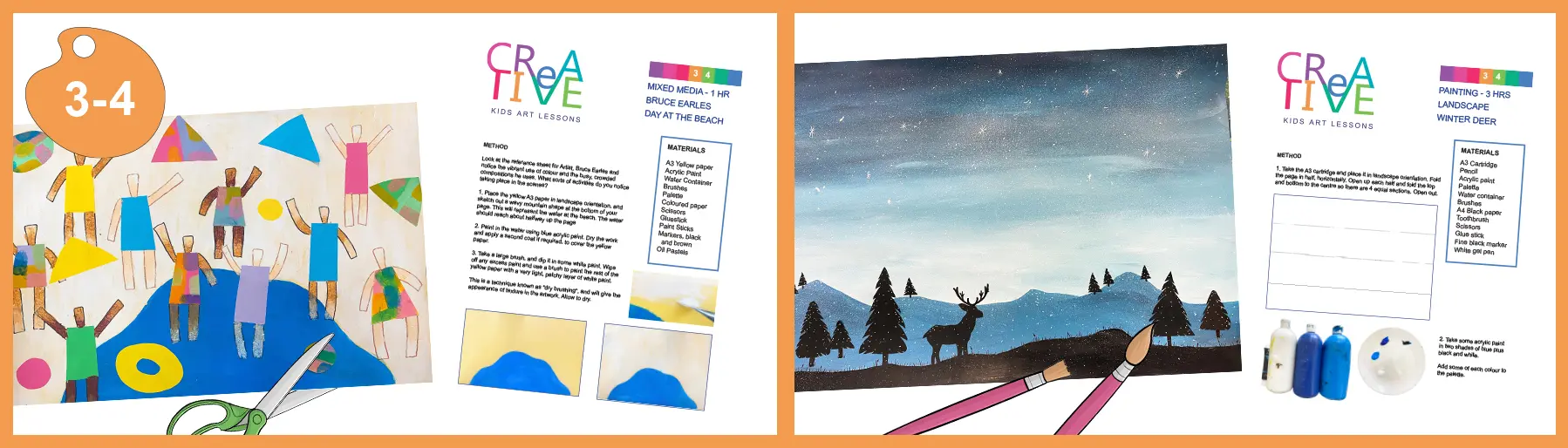 Summer and Wniter art lessons for grades 3 and 4