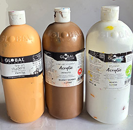 Global acrylic paints in 1litre bottles